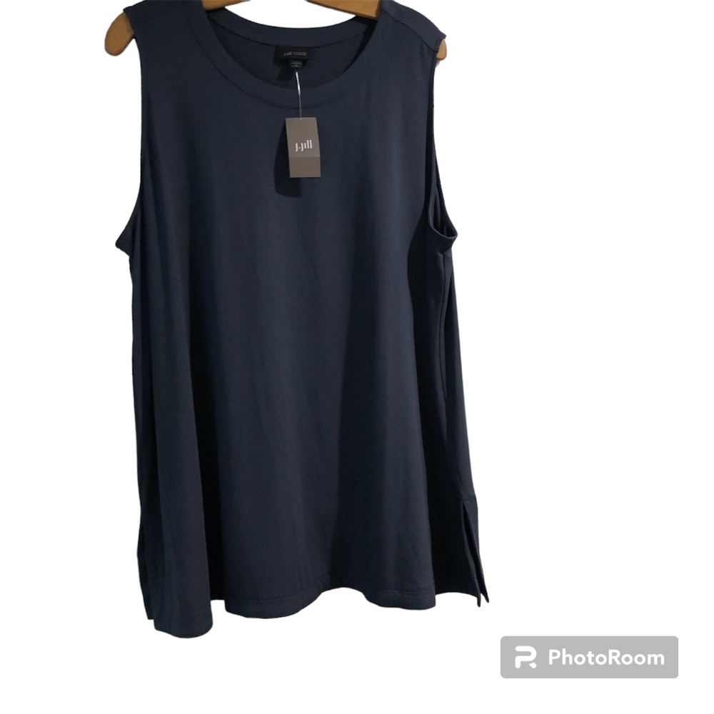 J. Jill Navy Sleeveless Tank with Side Slits